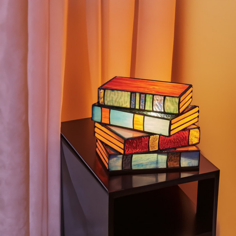 Stained Glass Stacked Books Lamp