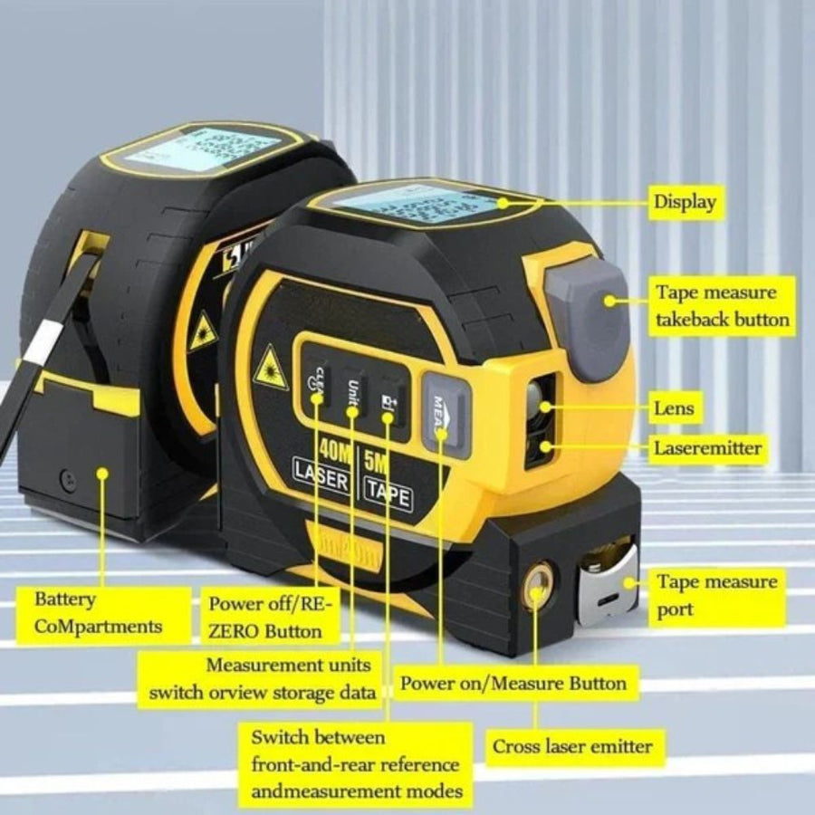 3-In-1 Infrared Laser Measuring Tape with Digital Display