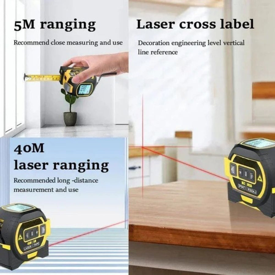 3-In-1 Infrared Laser Measuring Tape with Digital Display