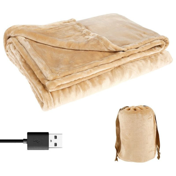 USB Heated Blanket with Soft Flannel and Detachable Cable for Two, 63 x 33 Inches