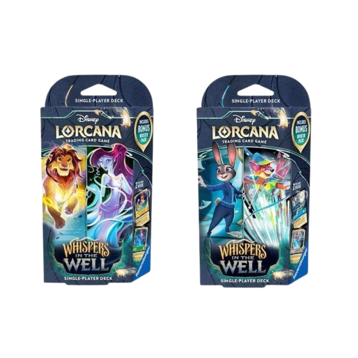 Disney Lorcana TCG Whispers in the Well Starter Decks Set of 2 (Amber & Emerald and Sapphire & Steel) Collectible Card Game