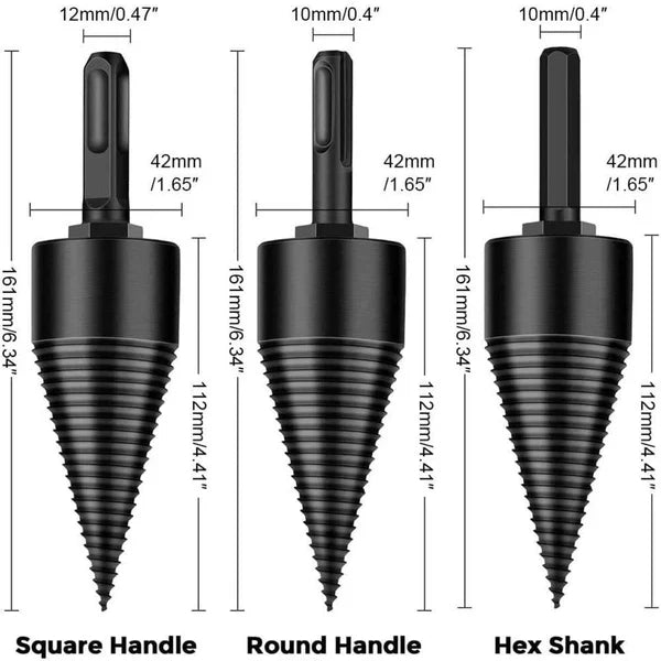 Wood Splitting Drill Bit with High Carbon Steel and Three Handle Options