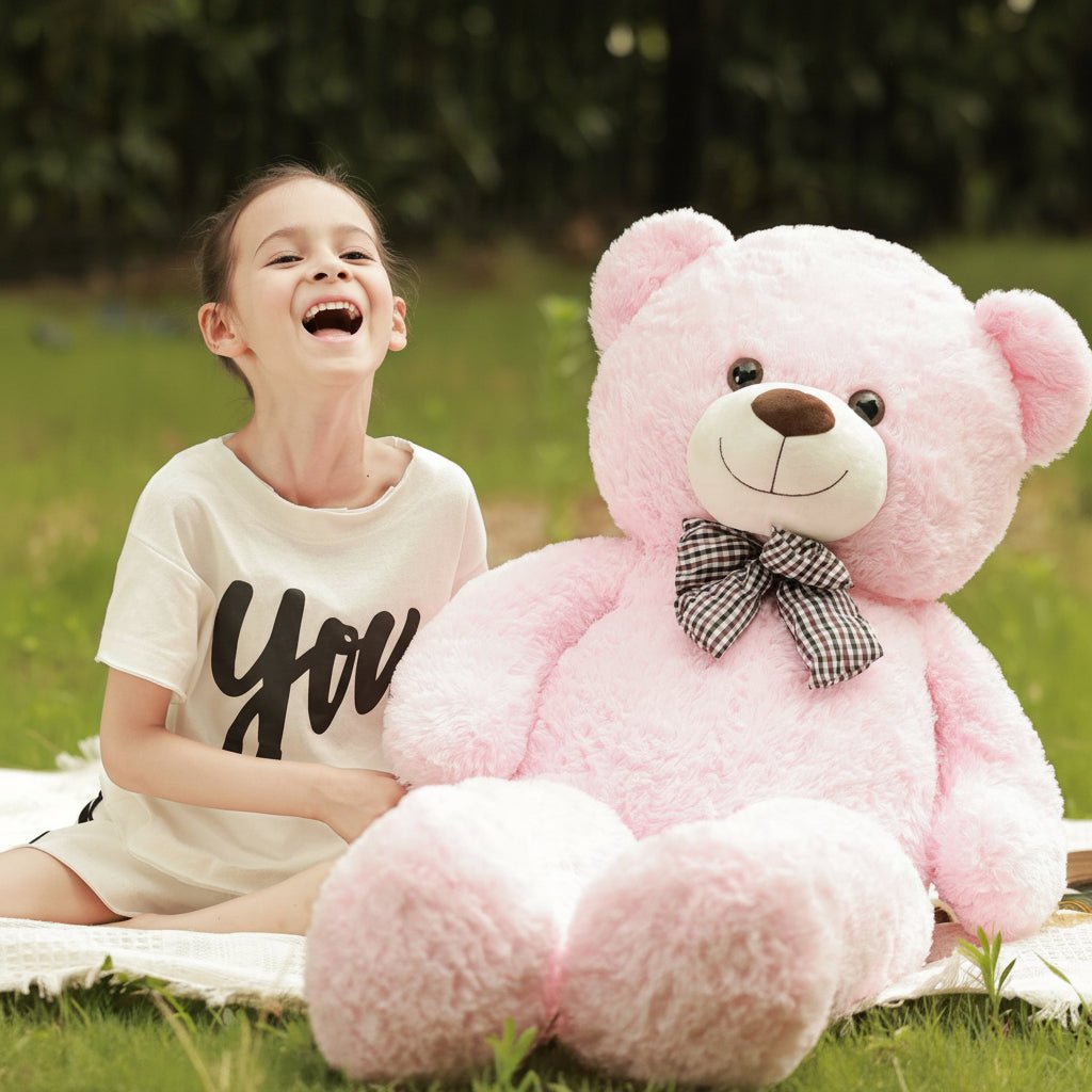 White Plush Bear Stuffed Animal with Bow Tie and 120cm Height for Kids