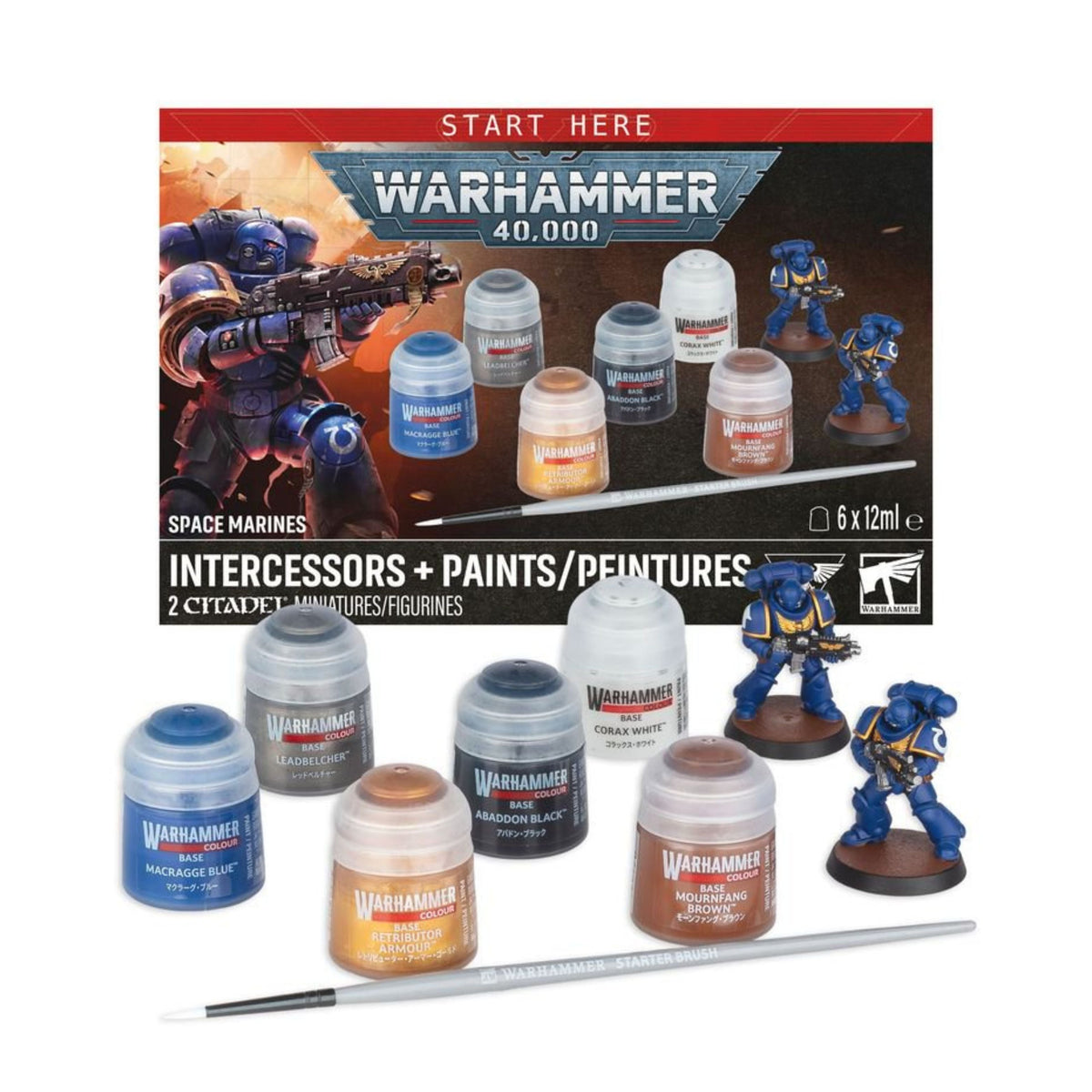 Warhammer 40,000 Intercessors with Paints Featuring 2 Citadel Miniatures, Citadel Paints & Brush