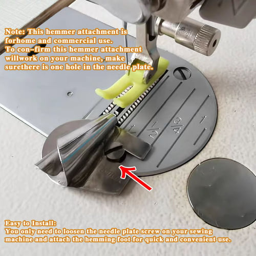 Rolled Hem Presser Foot with Stainless Steel Curl and Multiple Sizes