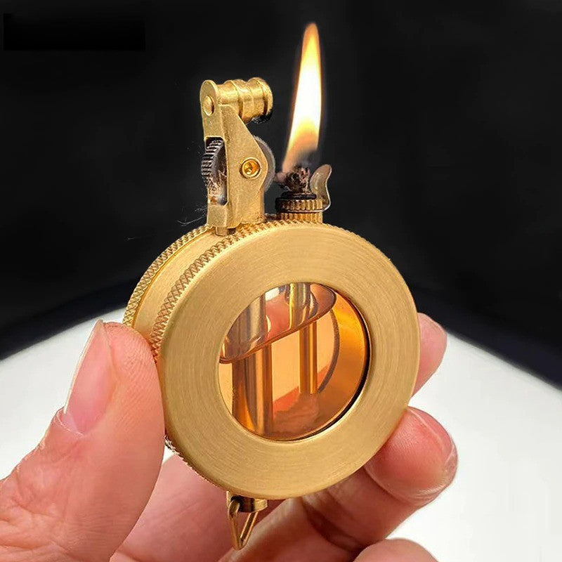 Refillable Kerosene Lighter with Flint Wheel Ignition and Brushed Metal Finish