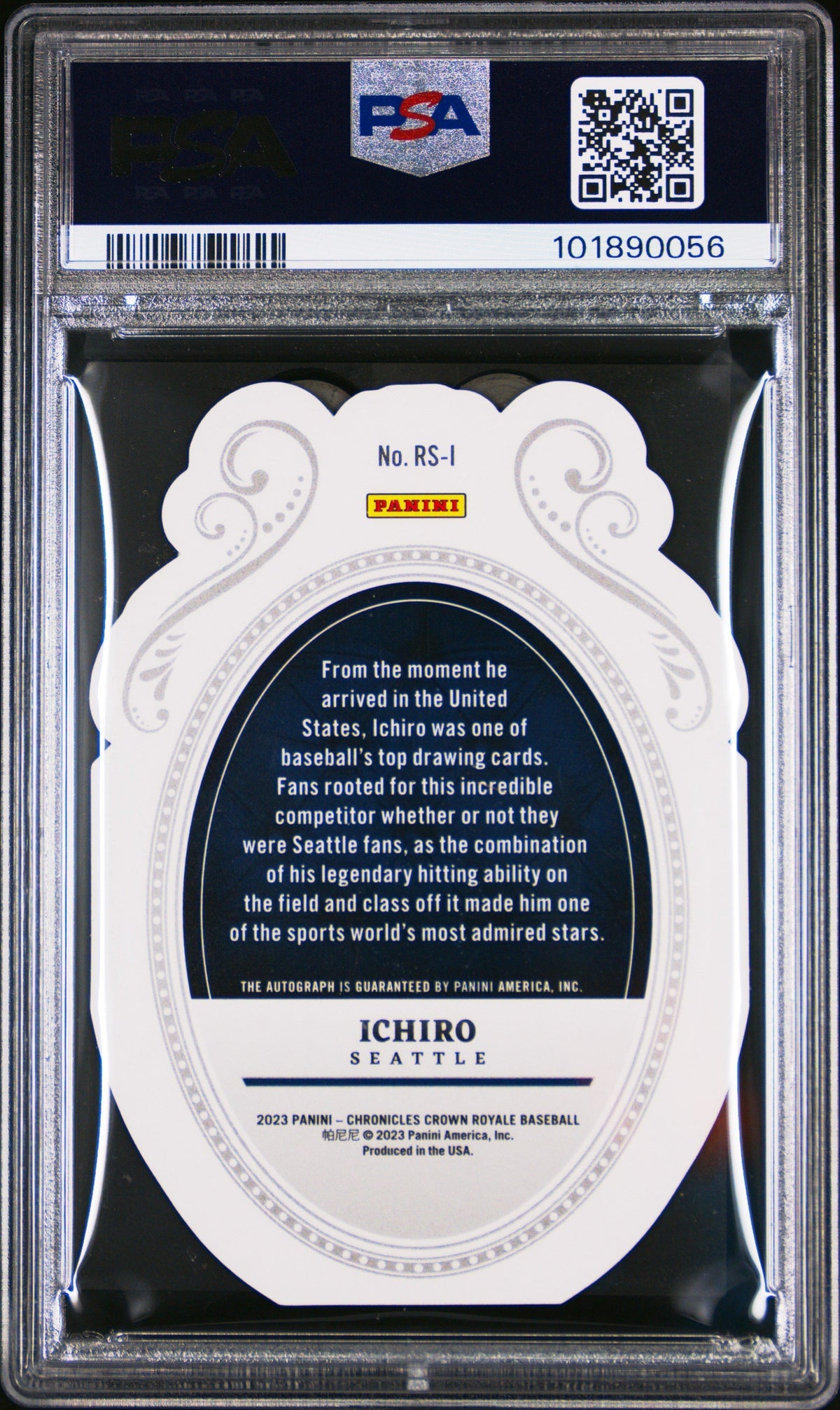 2023 Panini Chronicles Crown Royale Auto Ichiro #RSI Holo Silver /49 PSA 10
