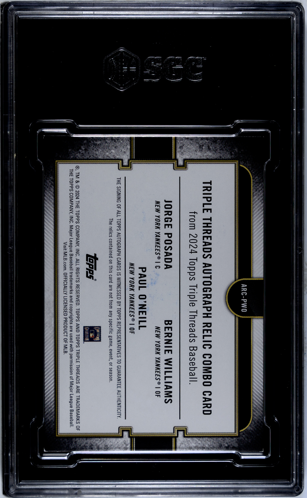 2024 Topps Triple Williams O'neill Posada Relic Combo Emerald SGC 8 Auto 10
