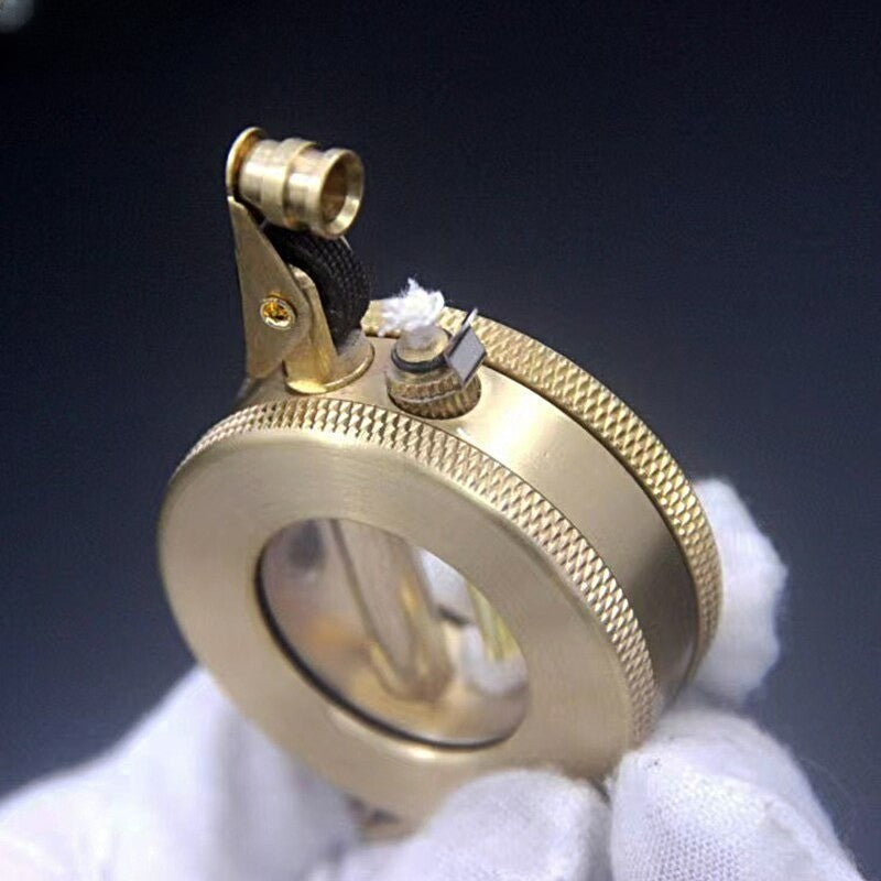 Refillable Kerosene Lighter with Flint Wheel Ignition and Brushed Metal Finish