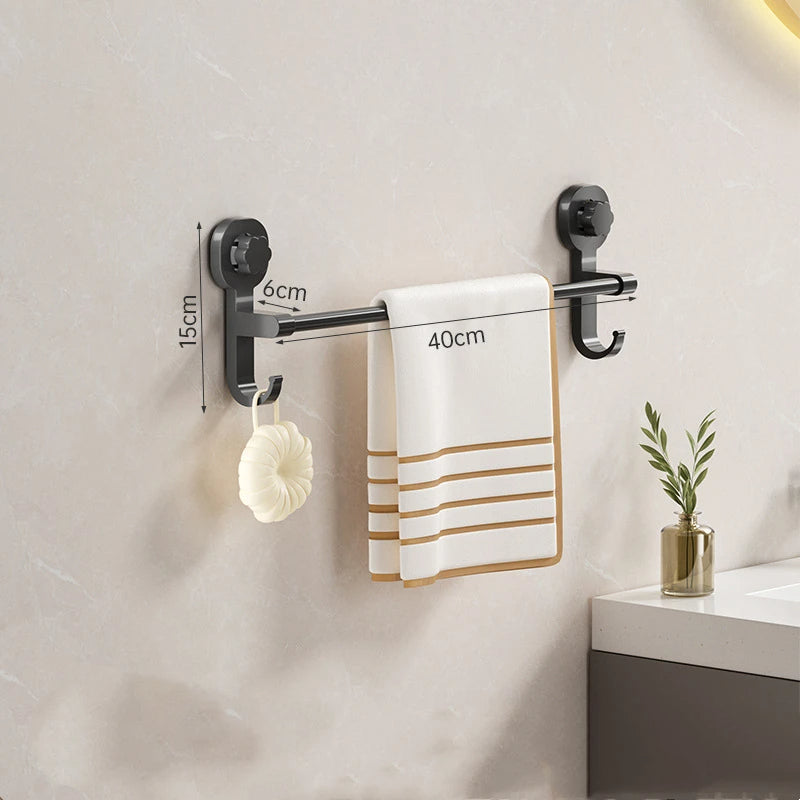 Wall-Mounted Towel Rack with Suction Cup