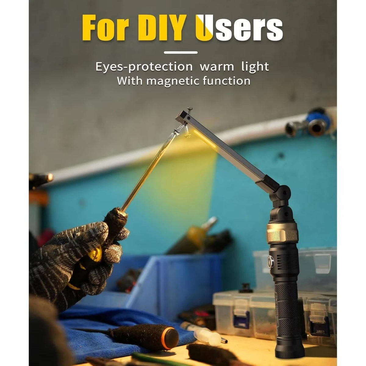 Rechargeable LED Work Light 5000mAh, Magnetic 1200 Lumens Flashlight 360 Rotating Foldable Mechanic Light