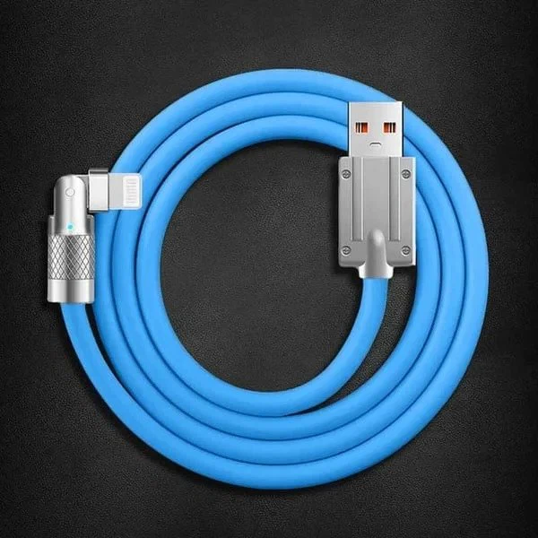 Rotating Charging Cable with 180 Degree Swivel and 3 Interchangeable Tips, 6A Fast Charging
