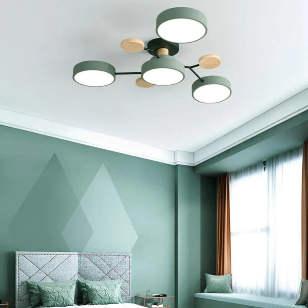 Semi Flush Ceiling Chandelier with Adjustable Color Modes and Integrated LED Bulbs