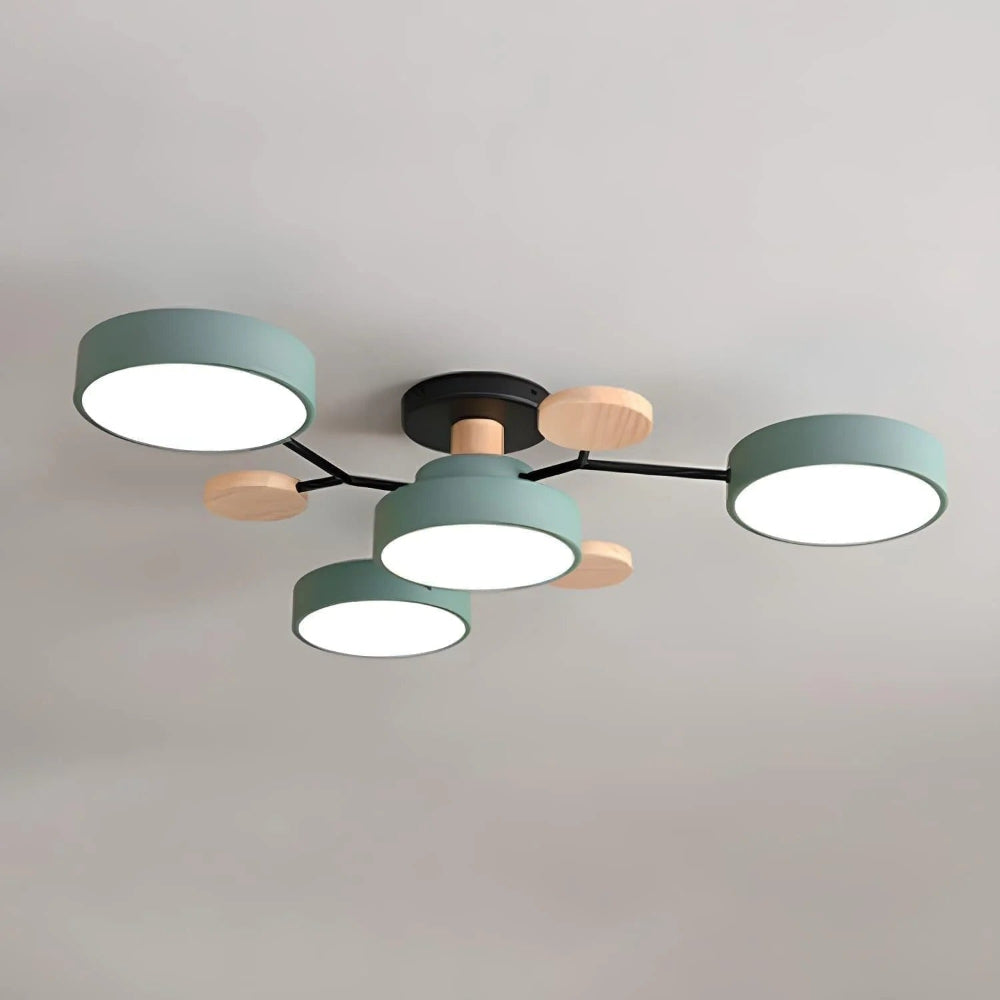 Semi Flush Ceiling Chandelier with Adjustable Color Modes and Integrated LED Bulbs