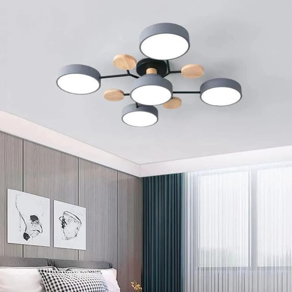 Semi Flush Ceiling Chandelier with Adjustable Color Modes and Integrated LED Bulbs