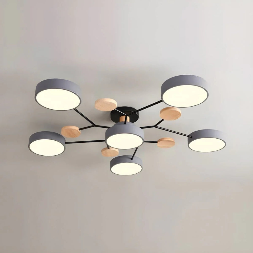 Semi Flush Ceiling Chandelier with Adjustable Color Modes and Integrated LED Bulbs