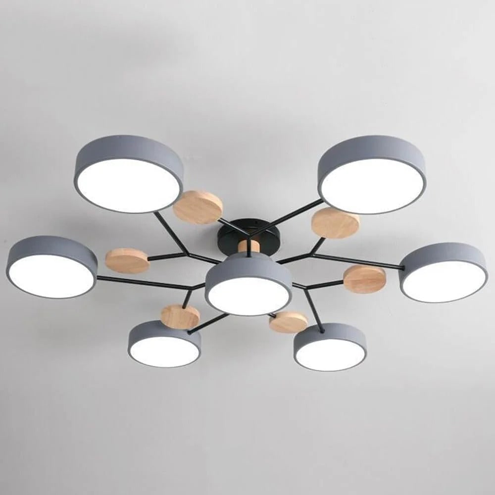 Semi Flush Ceiling Chandelier with Adjustable Color Modes and Integrated LED Bulbs