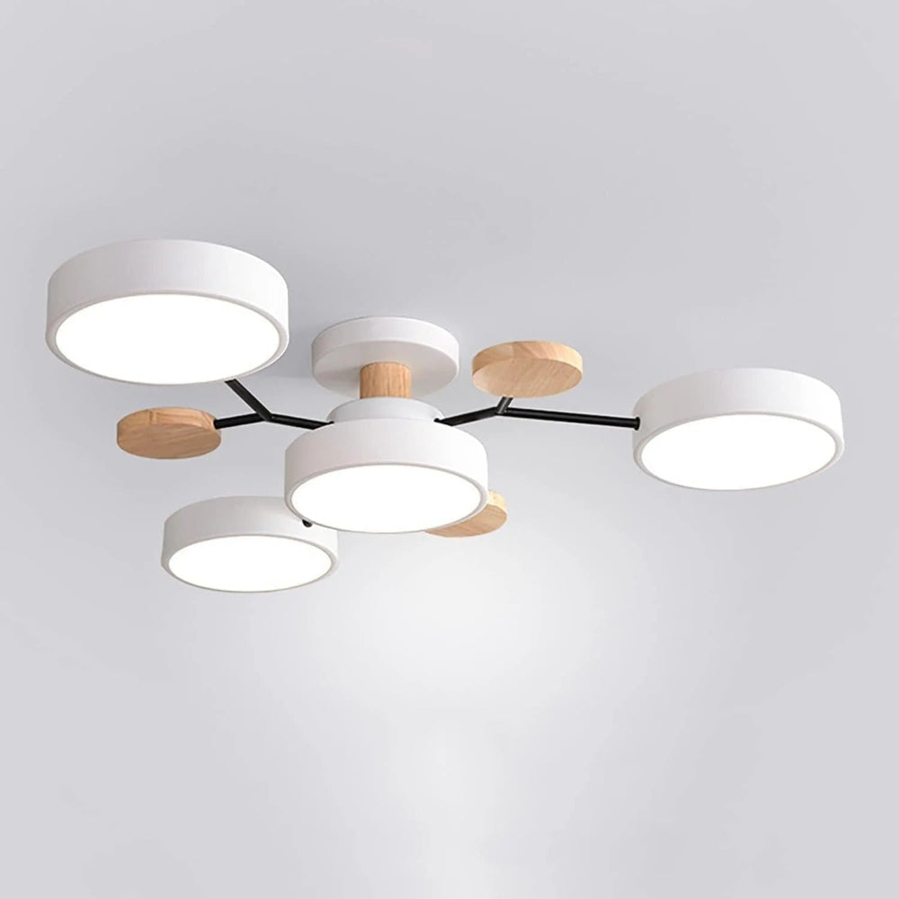 Semi Flush Ceiling Chandelier with Adjustable Color Modes and Integrated LED Bulbs