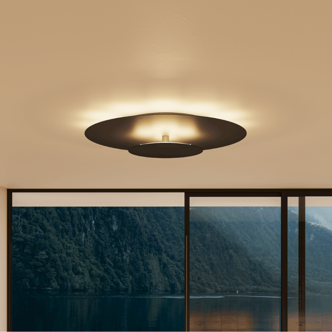 Round LED Ceiling Panel with Slim Flush Mount and Even Light Spread