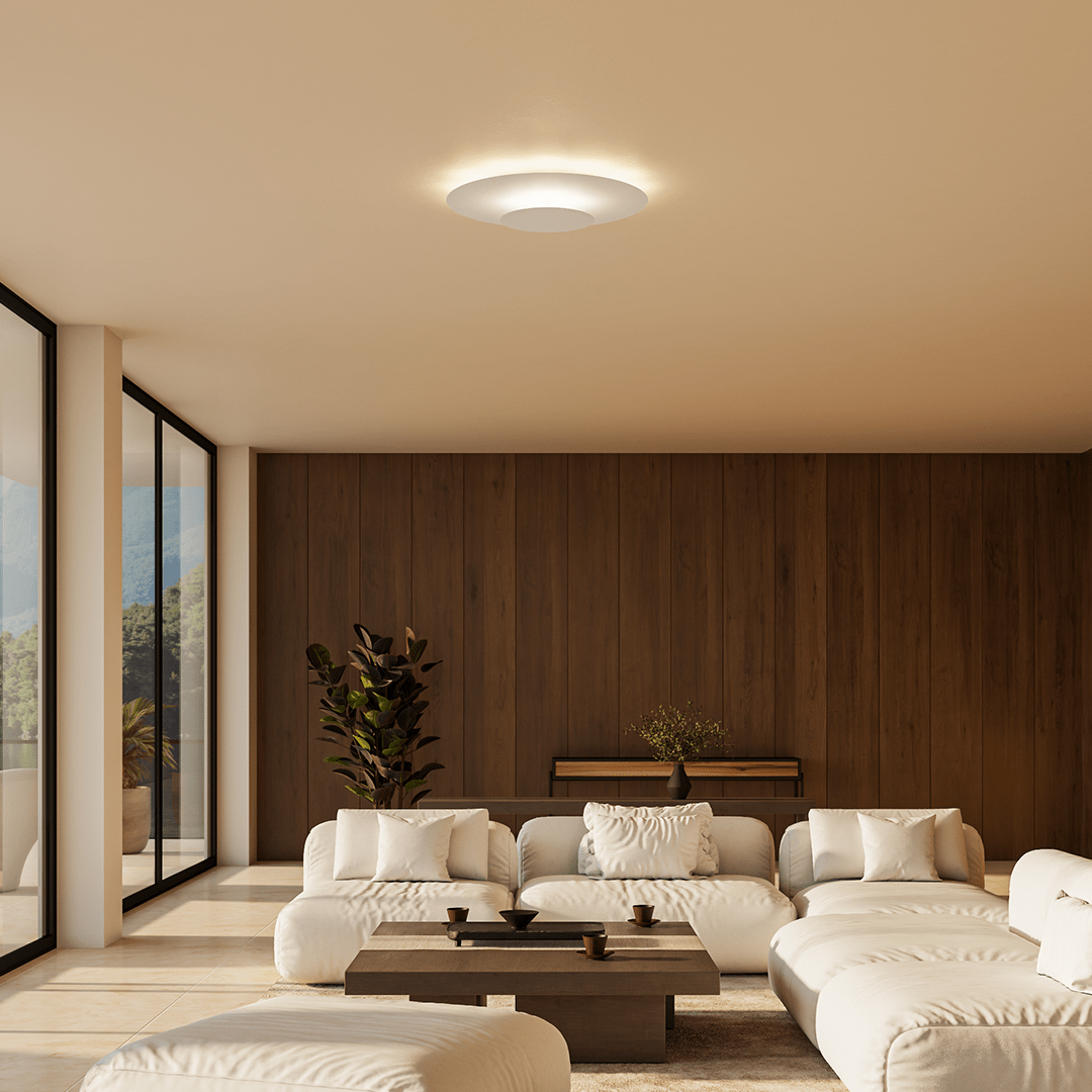 Round LED Ceiling Panel with Slim Flush Mount and Even Light Spread