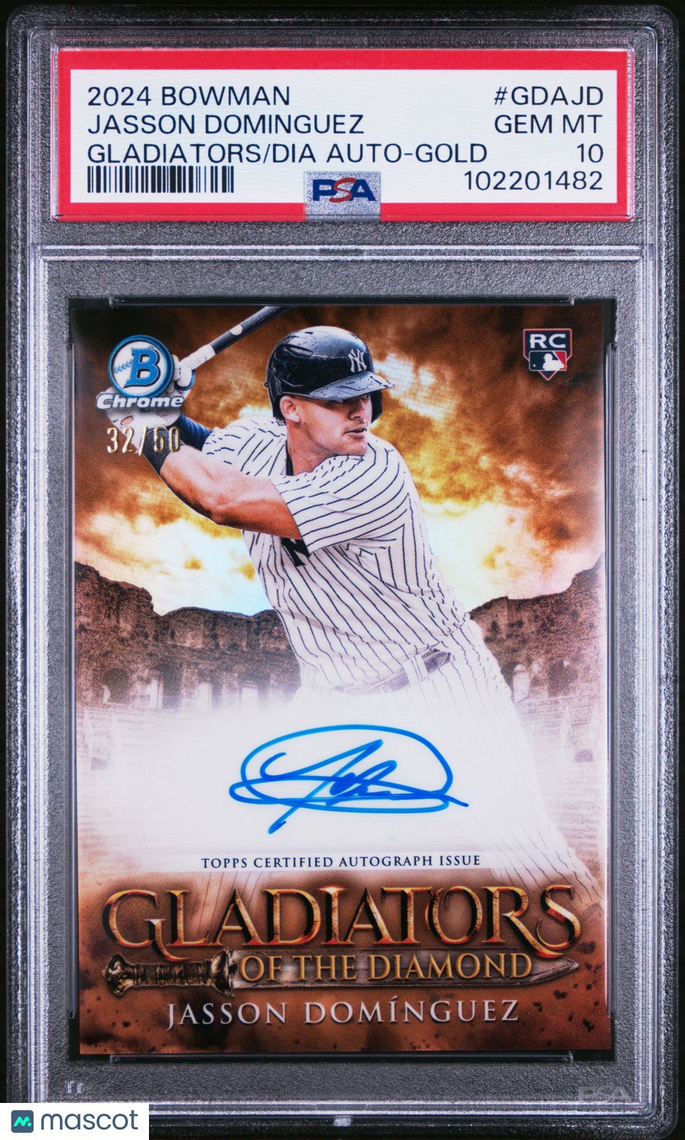 2024 Bowman Gladiators Diamond Auto Jasson Dominguez #GDAJD Gold 32/60 PSA 10