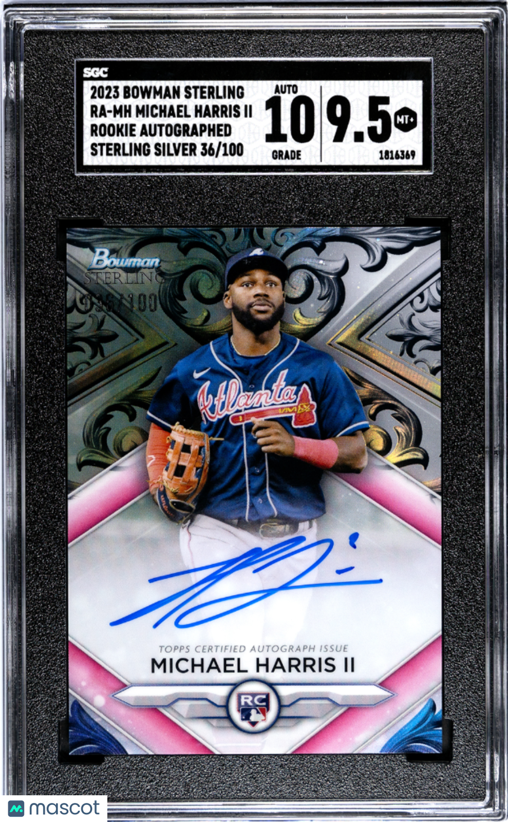 2023 Bowman Michael Harris II #RA-MH RK. Auto Silver Refractor SGC 9.5 Auto 10