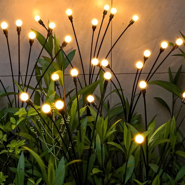 Solar Garden Lights with Firefly Flicker and Flexible Stems, 27.5 Inch Warm White