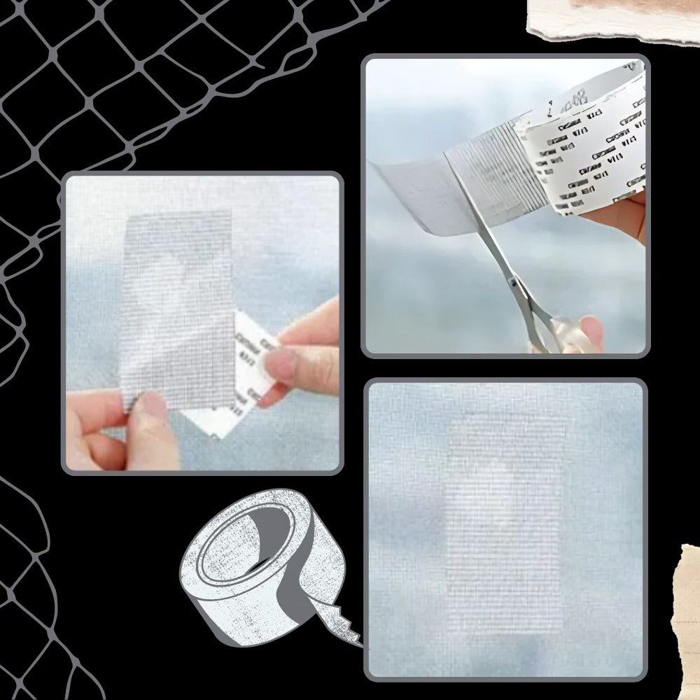 Screen Repair Tape for Mesh and Window Screens with Fiberglass Reinforcement