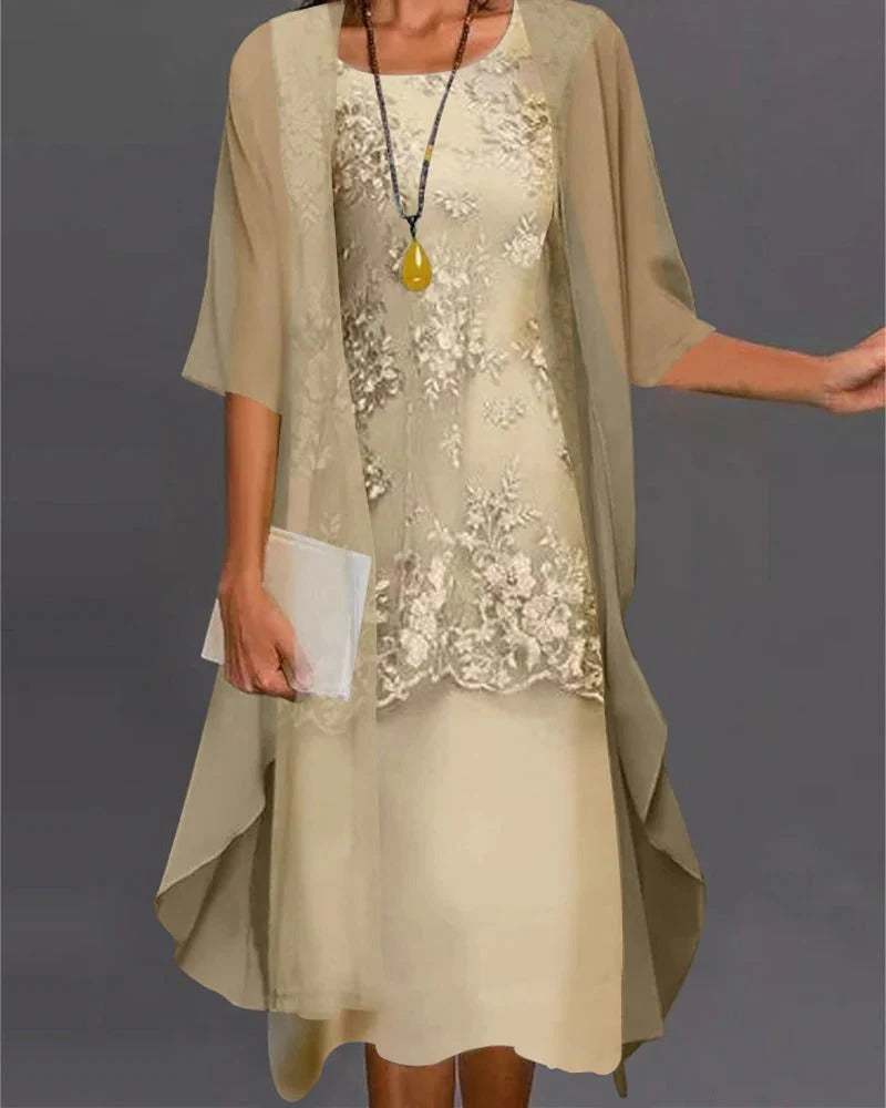 Two-Piece Semi-Sheer Layered Dress Set