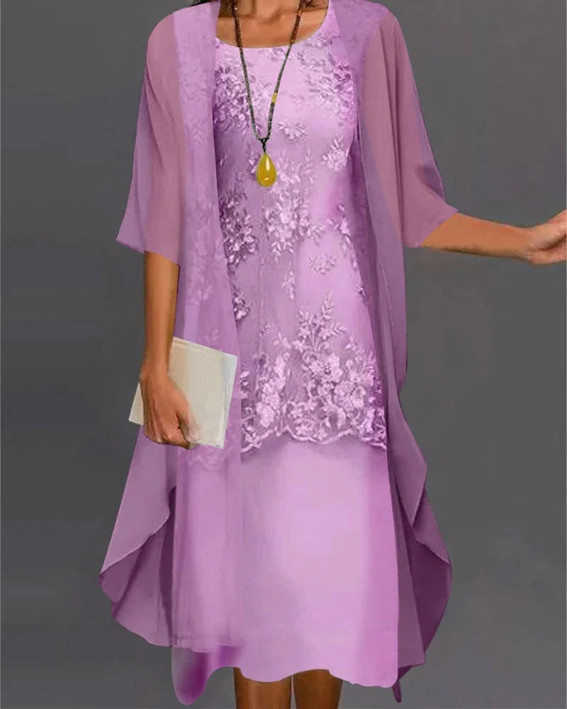 Two-Piece Semi-Sheer Layered Dress Set