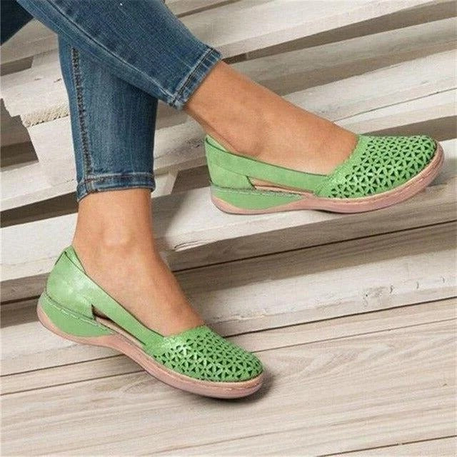 Women’s Breathable Slip-On Flats with Wide Toe Design
