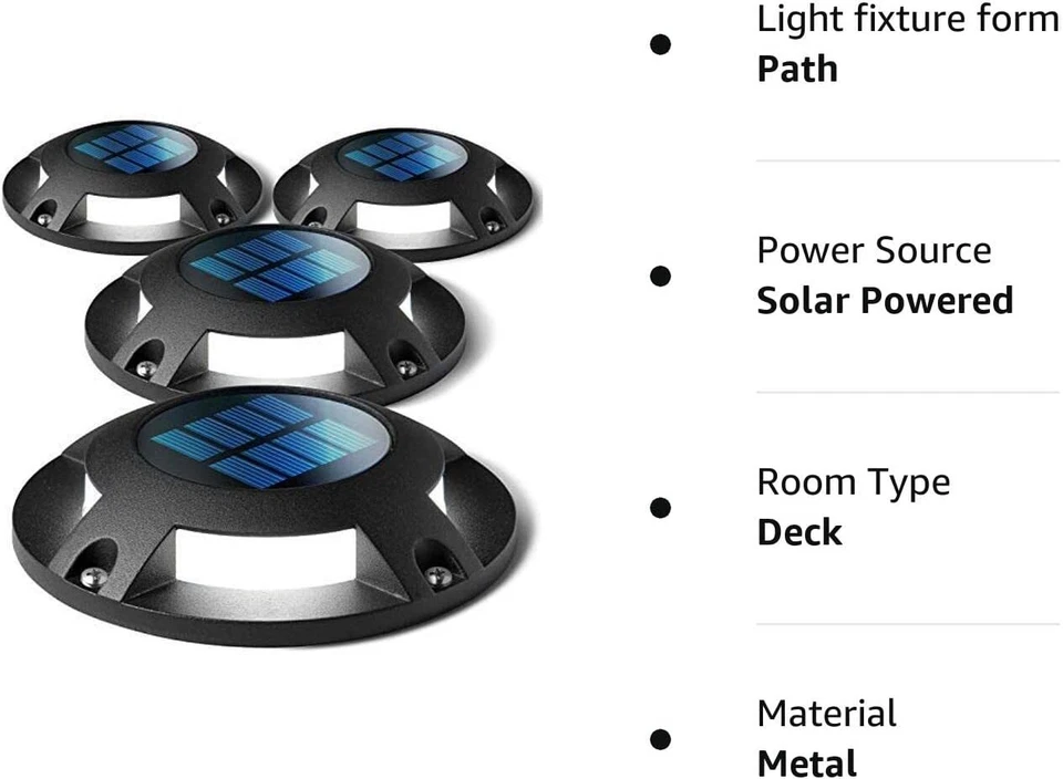 Solar Deck Light with Six LEDs and Automatic Dusk Sensor, 80 Hour Runtime