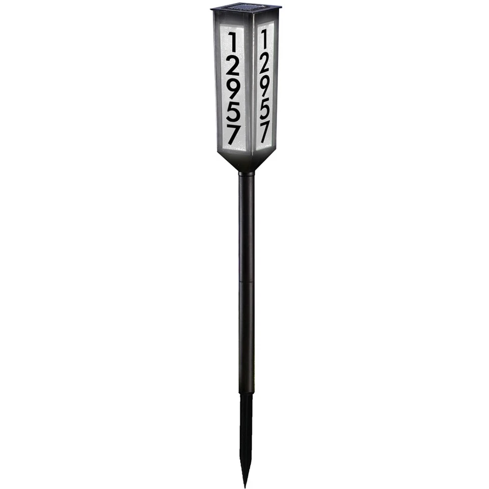 Solar Address Stake with Adjustable Height and LED Illumination, Customizable Numbers