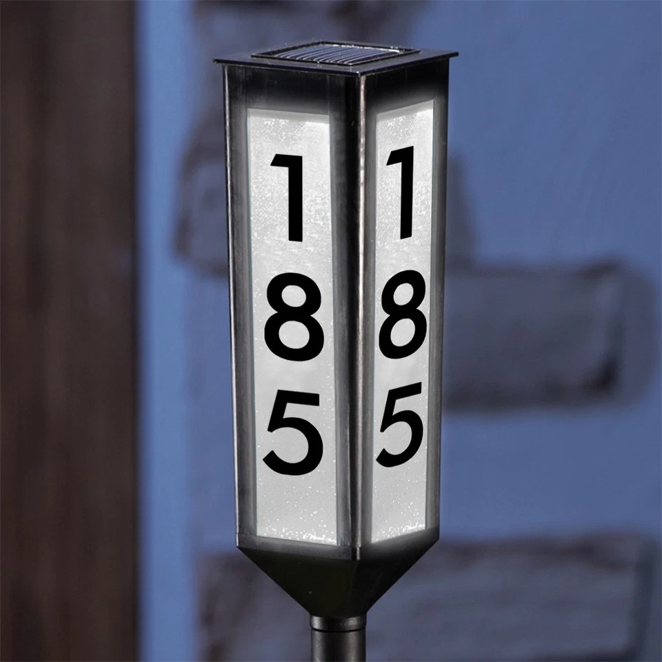 Solar Address Stake with Adjustable Height and LED Illumination, Customizable Numbers