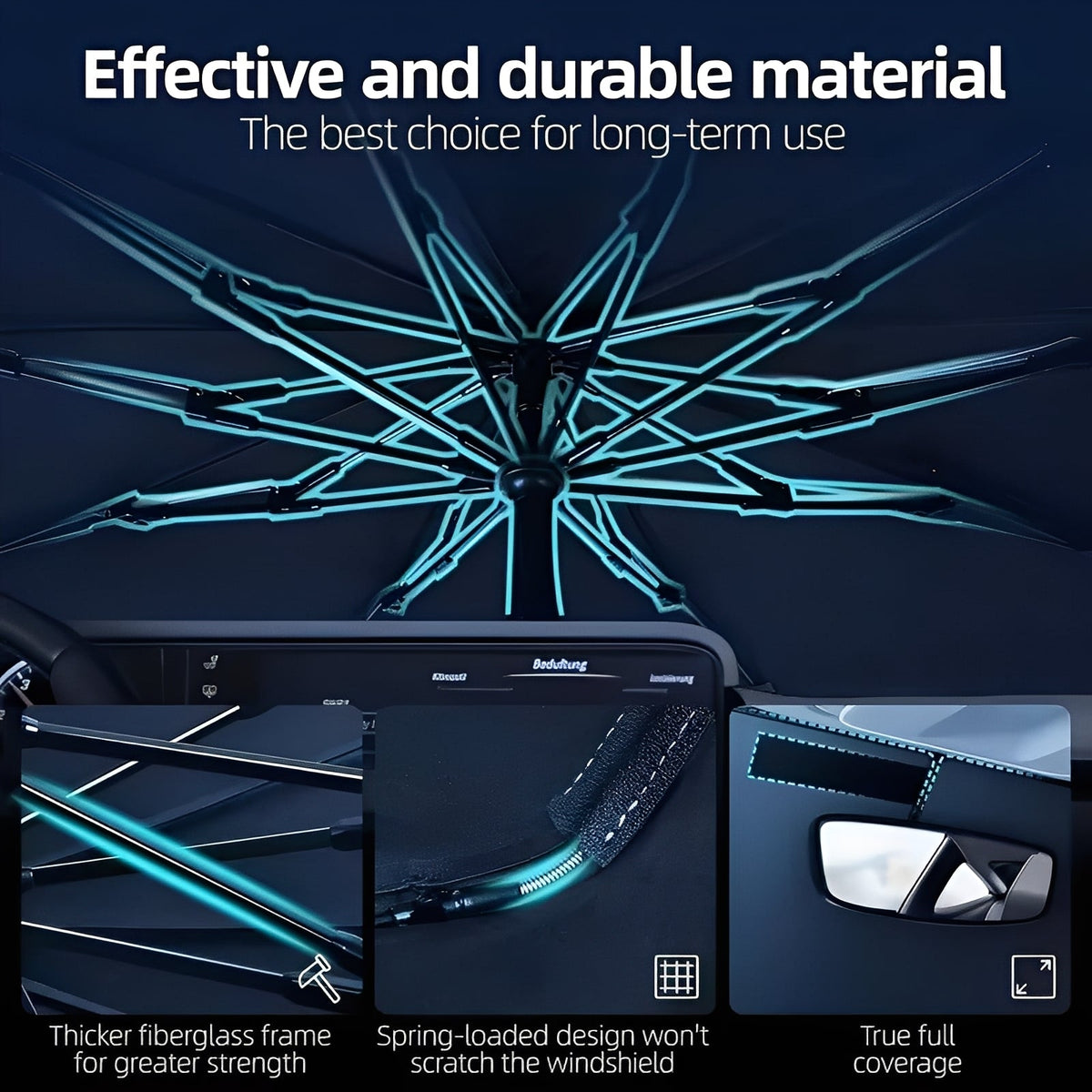 UV Blocking Car Sunshade Umbrella Foldable for Interior Cooling and Protection