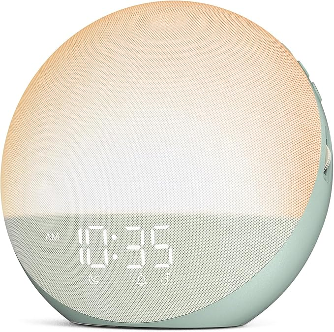 Sunrise Alarm Clock with Gradual Light Buildup and Sunset Dimming Mode