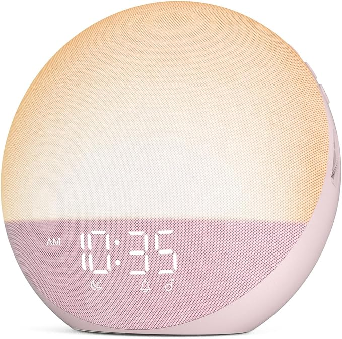 Sunrise Alarm Clock with Gradual Light Buildup and Sunset Dimming Mode