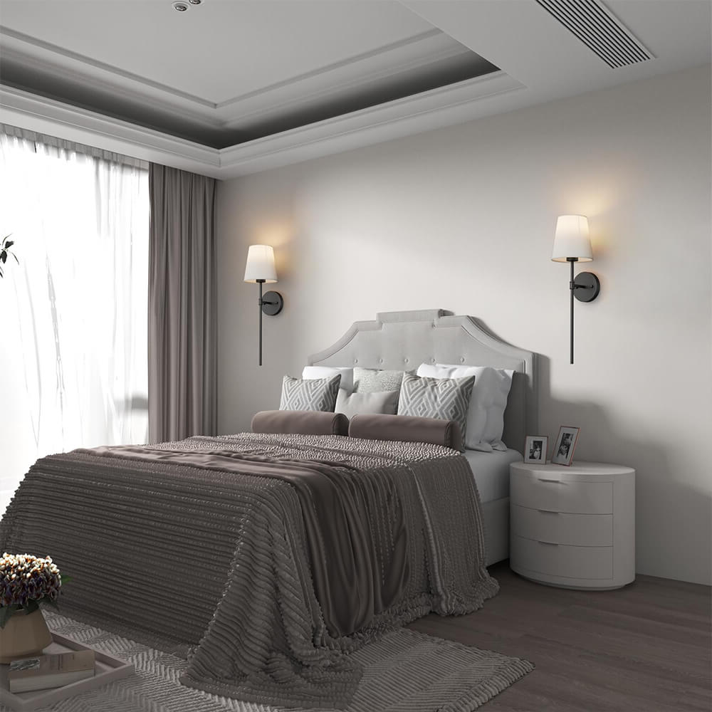 Wireless Fabric Wall Light (SET OF 2 + 2 BULBS Free)