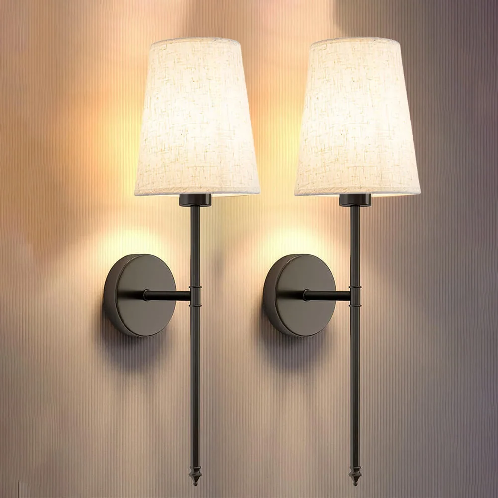 Wireless Fabric Wall Light (SET OF 2 + 2 BULBS Free)