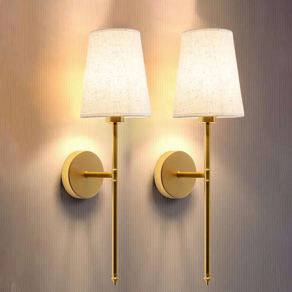 Wireless Fabric Wall Light (SET OF 2 + 2 BULBS Free)