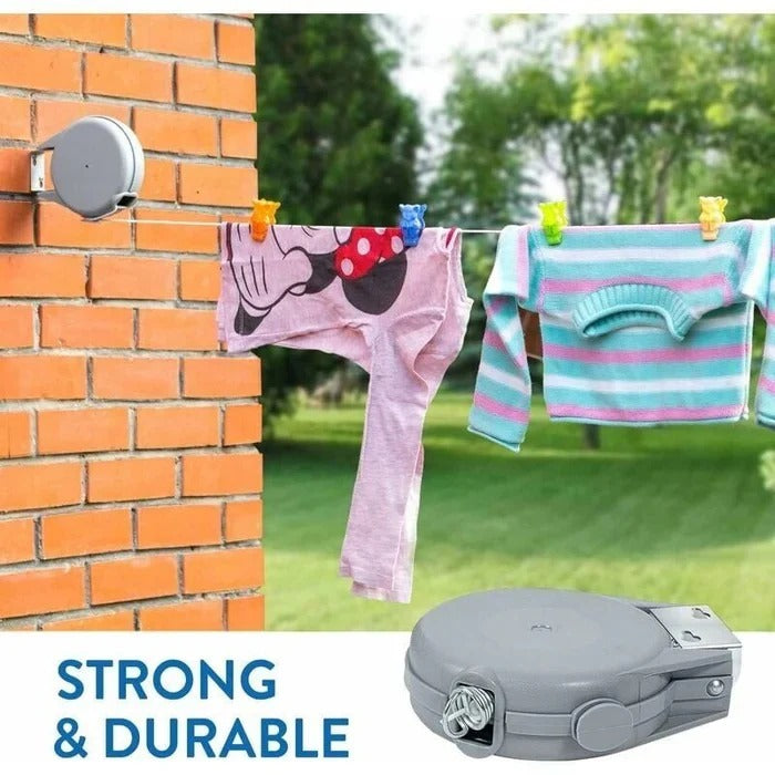 Retractable Clothesline with Swivel Base and Automatic Retraction, 472 Inches