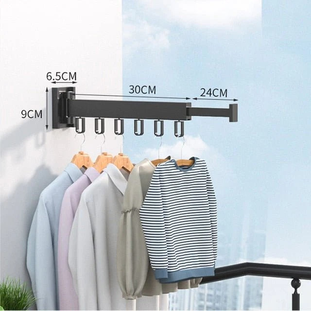 Retractable Cloth Drying Rack, Folding Clothes Hanger, Wall Mount
