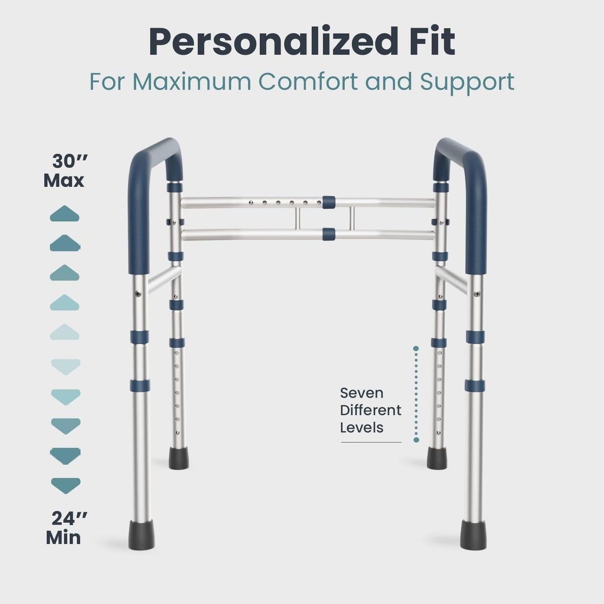 Toilet Safety Rails, Adjustable Toilet Safety Frame with Handles for Elderly Adults, Seniors and Handicap