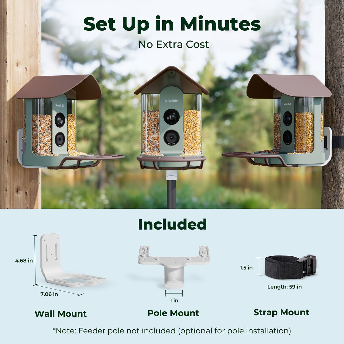 Bird Feeder 4K AI Camera Solar Panel Kit (Lifetime AI Included)