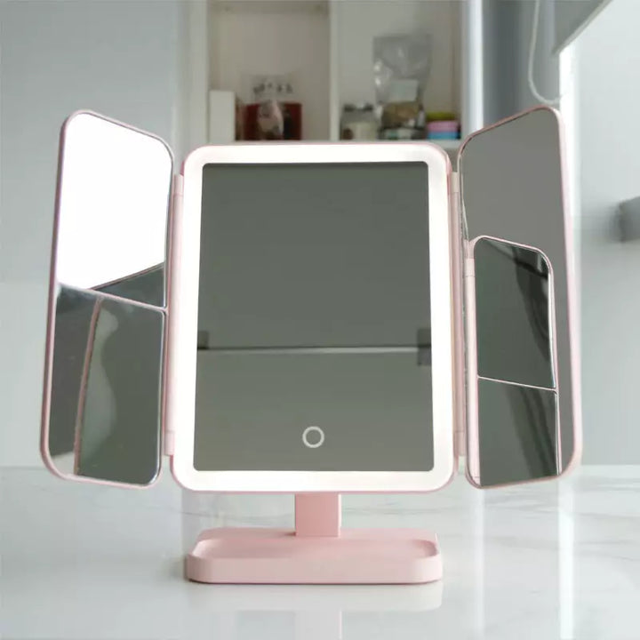 Vanity Mirror with LED Light and 2x 3x Magnification, Rechargeable Battery