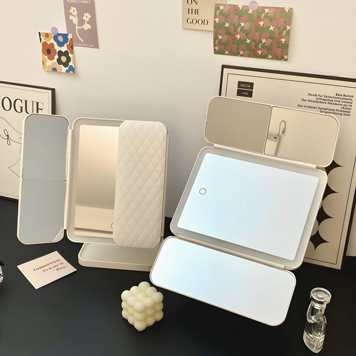 Vanity Mirror with LED Light and 2x 3x Magnification, Rechargeable Battery