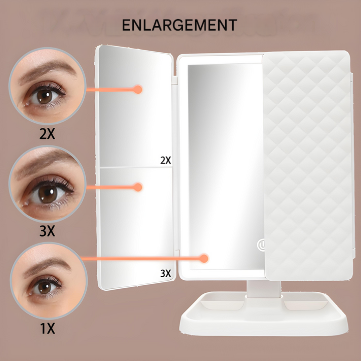 Vanity Mirror with LED Light and 2x 3x Magnification, Rechargeable Battery
