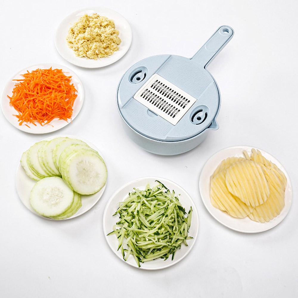 Vegetable Slicer with 4 Interchangeable Blades and Drain Basket, Peeler Included