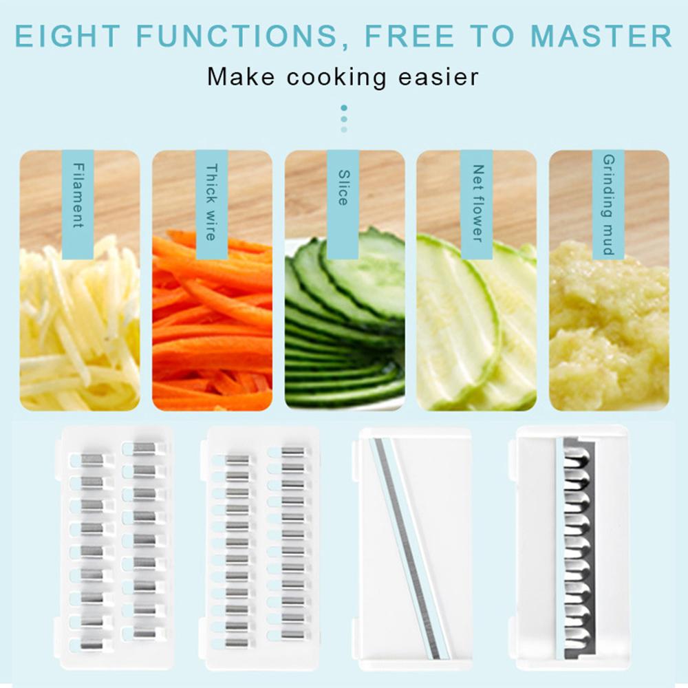 Vegetable Slicer with 4 Interchangeable Blades and Drain Basket, Peeler Included