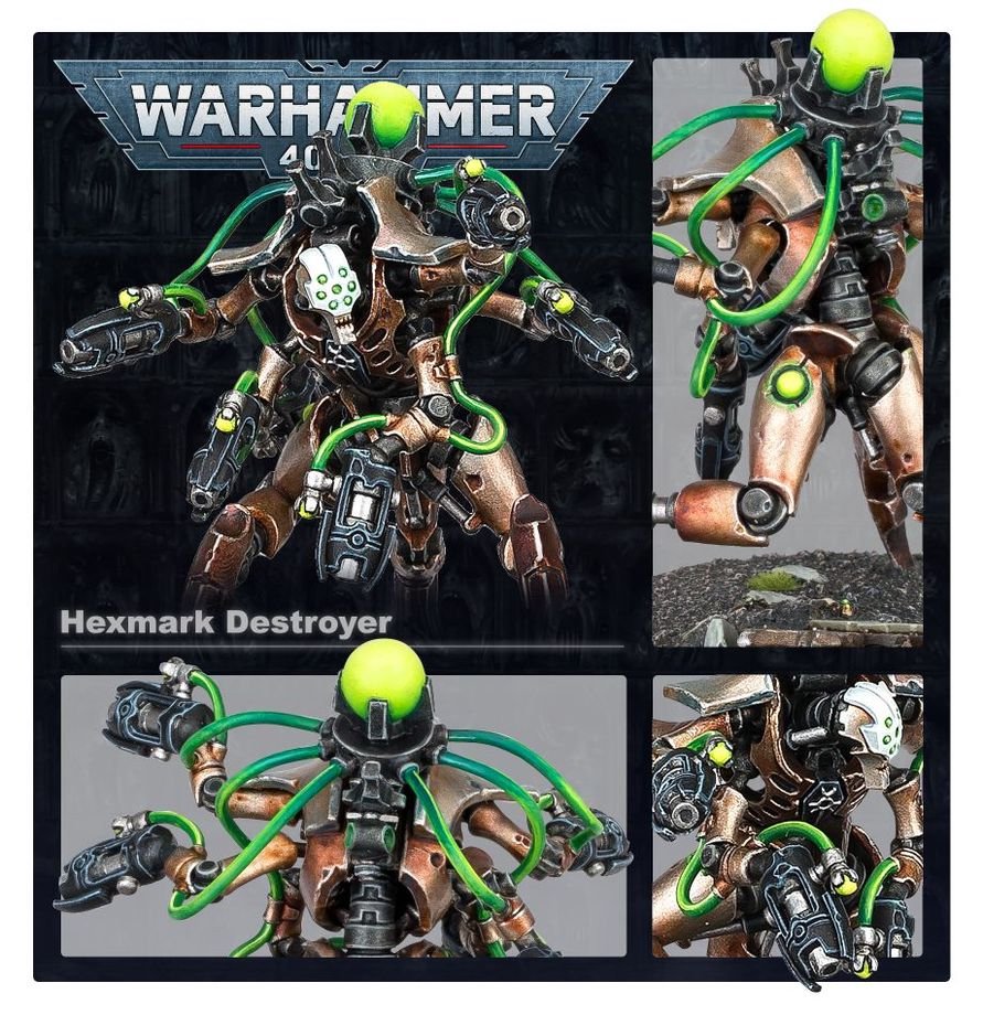 Warhammer 40,000 Necrons Hexmark Destroyer – Necron Elites Miniature with Six Enmitic Disintegrator Pistols, Citadel 50mm Base, Tabletop Wargaming Model Kit